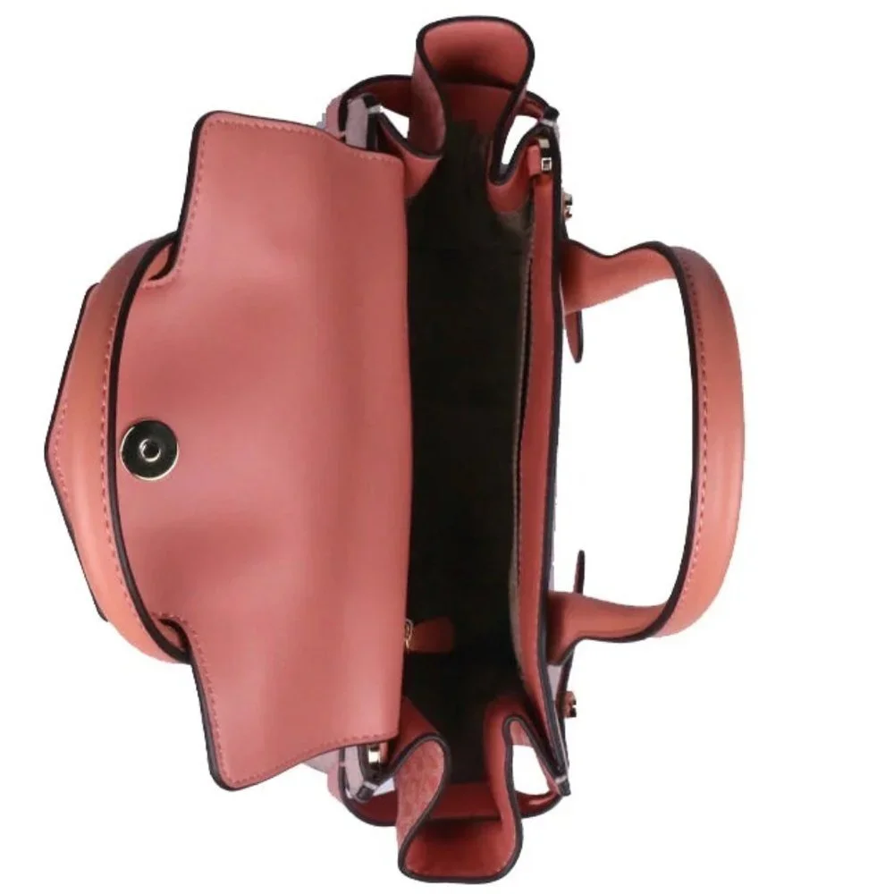 Michael Kors Carmen Medium Color-Block Logo Flap Satchel Sherbert